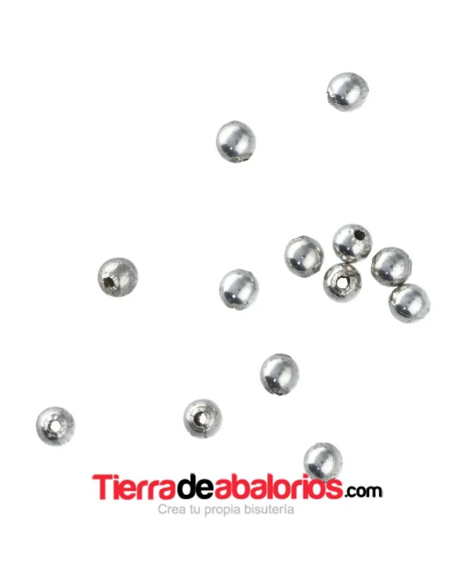 Bola 2,5mm Agujero 0,5mm, Plata de Ley