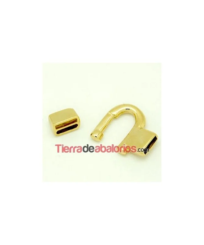 Cierre Pasador Doble, Agujero 10x3mm, Dorado