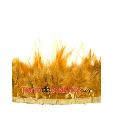 Pluma de Gallo Tintada Tamaño Variado 5 a 12cm Ocre
