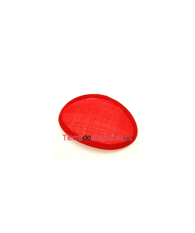 Base de Tocado Oval de Sinamay 13x9mm Rojo, con Peineta