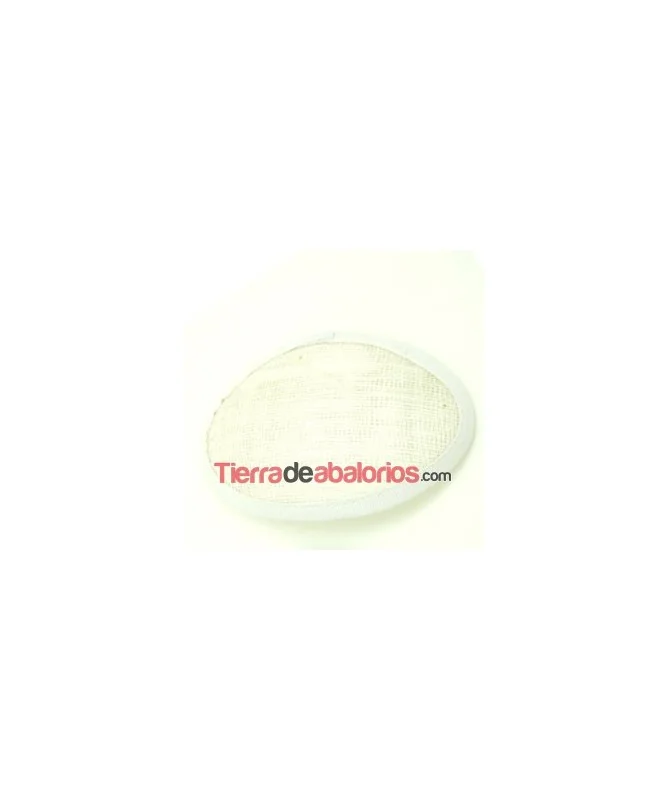 Base de Tocado Oval de Sinamay 13x9mm Blanco, con Peineta