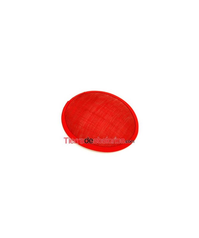 Base de Tocado Oval de Sinamay 15.5x13mm Roja, con Peineta