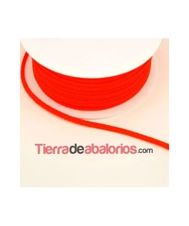 Cordón Poliester Trenzado Plano 5mm Naranja Fluorescente