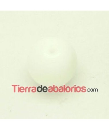 Perla de Cristal Checo 14mm, Agujero 1mm Blanco Mate