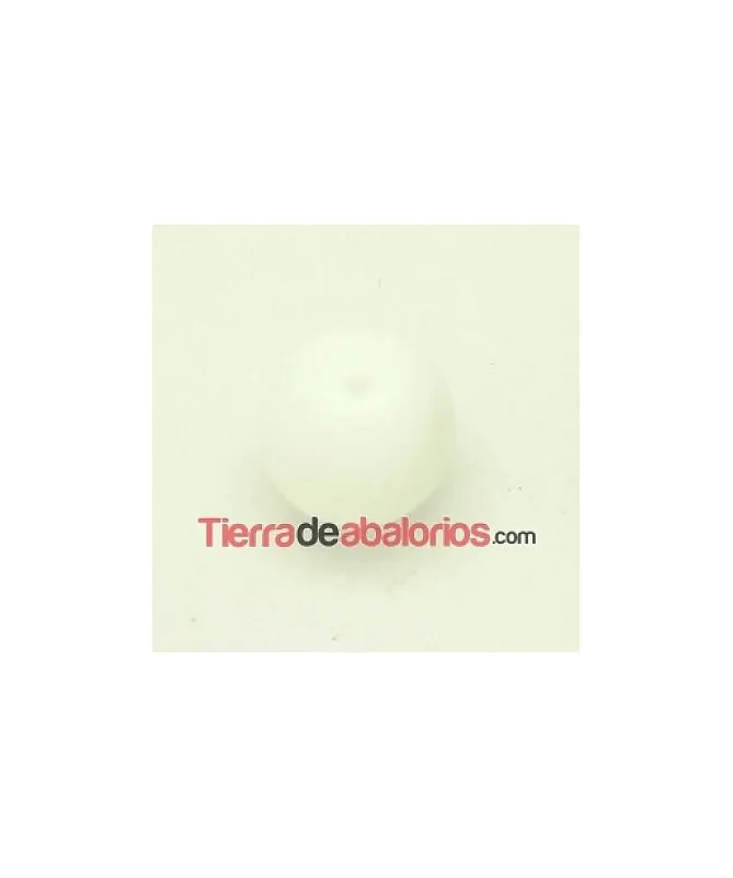 Perla de Cristal Checo 14mm, Agujero 1mm Blanco Mate