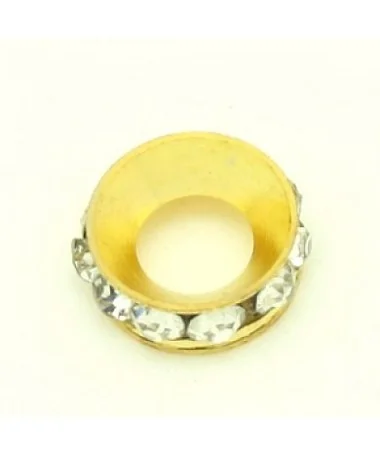 Rondel Dorado 12mm Agujero 6mm con Swarovski Cristal Rondel Dorado 12mm Agujero 6mm con Swarovski Cristal