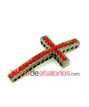 Cruz Curvada 45x24mm Con Swarovski Light Siam, Pavonado