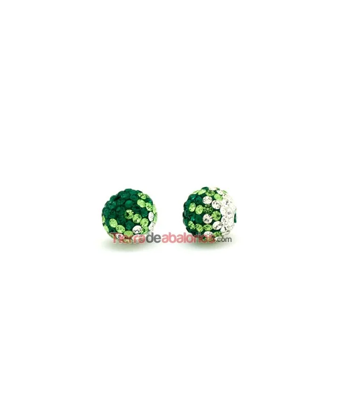 Bola Shamballa 10mm Agujero 1,2mm Esmeralda/Peridot/Cristal