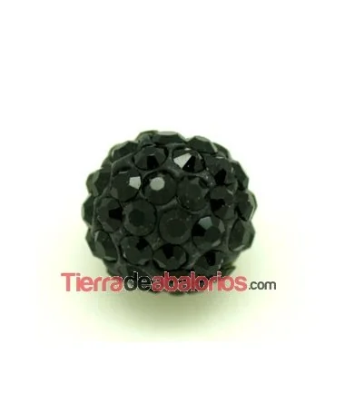 Bola Shamballa 8mm Agujero 1mm Negra