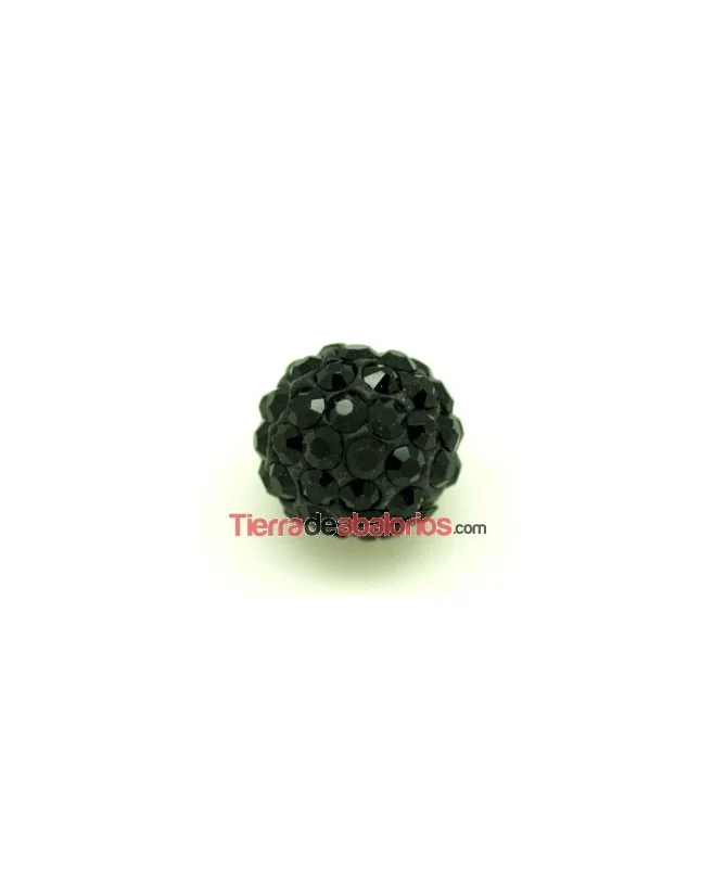 Bola Shamballa 8mm Agujero 1mm Negra