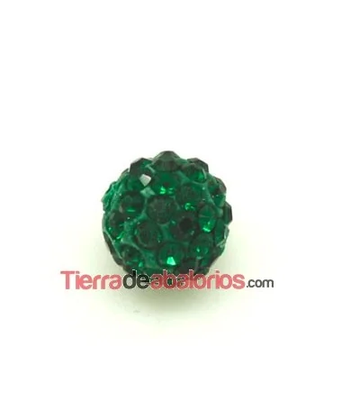 Bola Shamballa 8mm Agujero 1mm Esmeralda