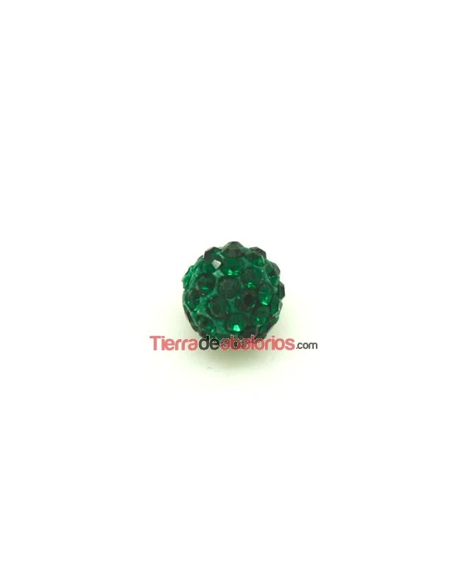 Bola Shamballa 8mm Agujero 1mm Esmeralda