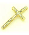 Cruz Curvada 45x24mm Con Swarovski Cristal AB, Dorada