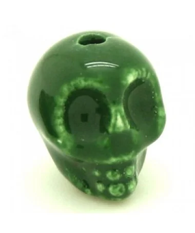 Calavera de Cerámica 13x11mm Agujero 2mm Verde Inglés