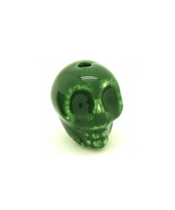 Calavera de Cerámica 13x11mm Agujero 2mm Verde Inglés