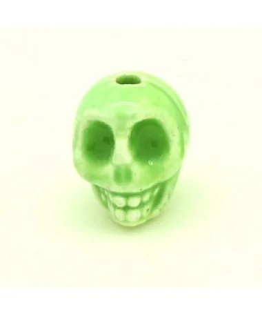 Calavera de Cerámica 13x11mm Agujero 2mm Verde Claro