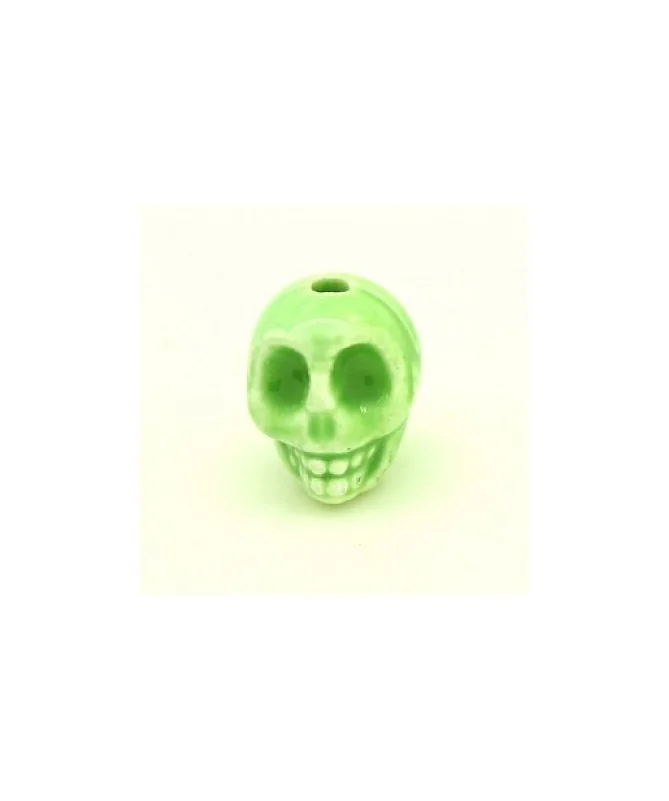 Calavera de Cerámica 13x11mm Agujero 2mm Verde Claro