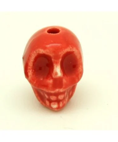 Calavera de Cerámica 13x11mm Agujero 2mm Roja Calavera de Cerámica 13x11mm Agujero 2mm Roja