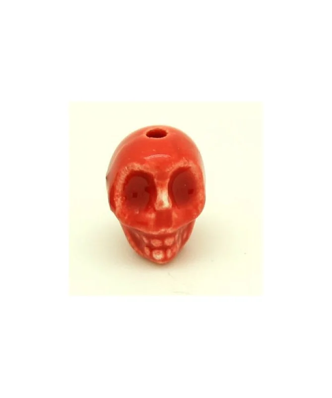 Calavera de Cerámica 13x11mm Agujero 2mm Roja