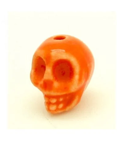 Calavera de Cerámica 13x11mm Agujero 2mm Naranja