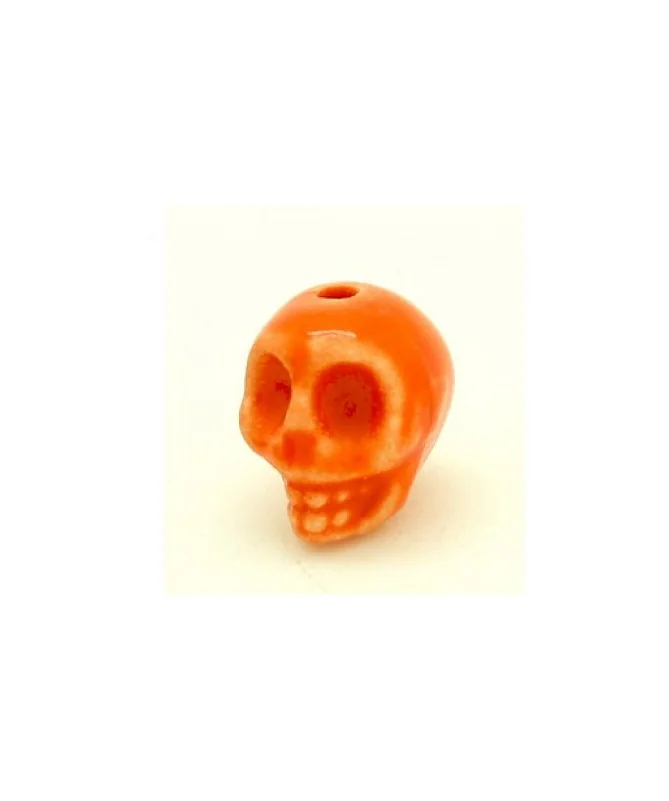 Calavera de Cerámica 13x11mm Agujero 2mm Naranja