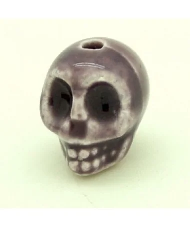 Calavera de Cerámica 13x11mm Agujero 2mm Morada