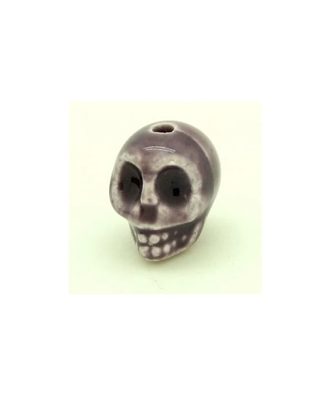 Calavera de Cerámica 13x11mm Agujero 2mm Morada