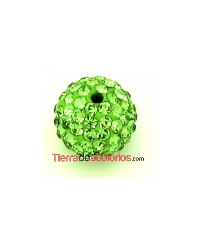 Bola Shamballa 10mm Agujero 1mm Peridot