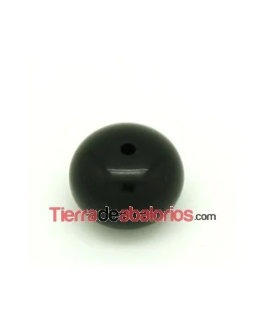 Resina Bola Achatada 15x12mm Agujero 1,8mm Negra Resina Bola Achatada 15x12mm Agujero 1,8mm Negra