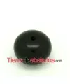 Resina Bola Achatada 15x12mm Agujero 1,8mm Negra