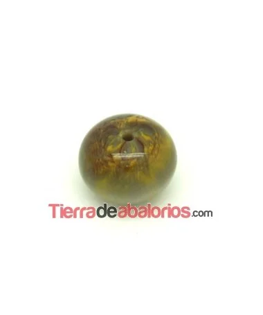 Resina Bola Achatada 15x12mm Agujero 1,8mm Ojo de Tigre