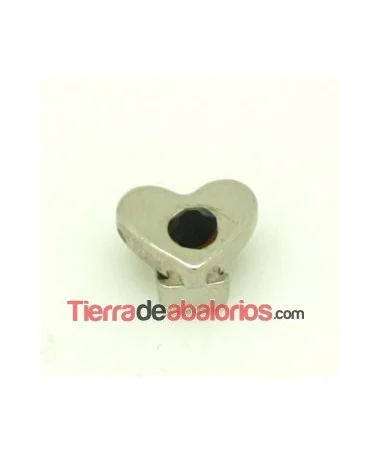 Corazón 11x9mm Agujero 6x2,5mm Plateado, Swarovski Jet