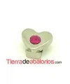 Corazón 11x9mm Agujero 6x2,5mm Plateado, Swarovski Fucsia