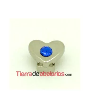 Corazón 11x9mm Agujero 6x2,5mm Plateado, Swarovski Sapphire Corazón 11x9mm Agujero 6x2,5mm Plateado, Swarovski Sapphire