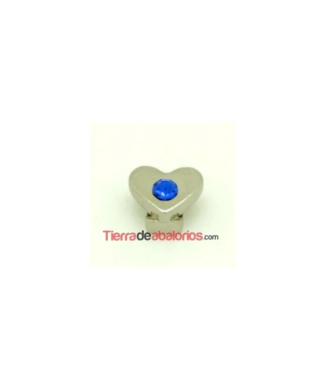 Corazón 11x9mm Agujero 6x2,5mm Plateado, Swarovski Sapphire
