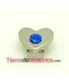 Corazón 11x9mm Agujero 6x2,5mm Plateado, Swarovski Sapphire