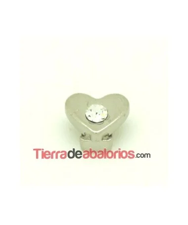 Corazón 11x9mm Agujero 6x2,5mm Plateado, Swarovski Cristal