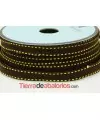 Lazo Gros Grain 10mm, Marrón Pespunte Pistacho