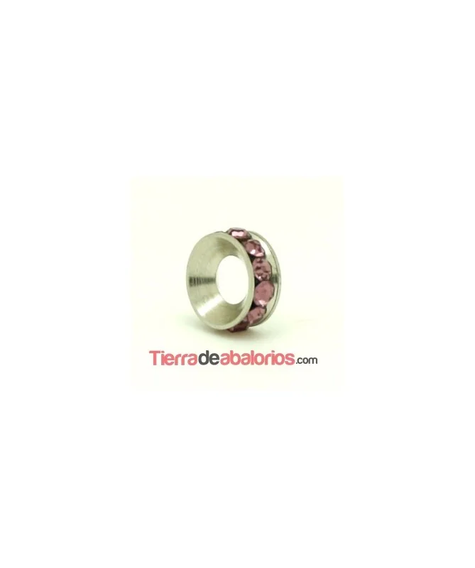 Rondel con Strass 10mm Agujero 4mm Light Amethyst