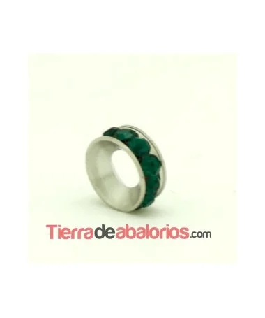 Rondel con Strass 10mm Agujero 5mm Esmeralda Rondel con Strass 10mm Agujero 5mm Esmeralda