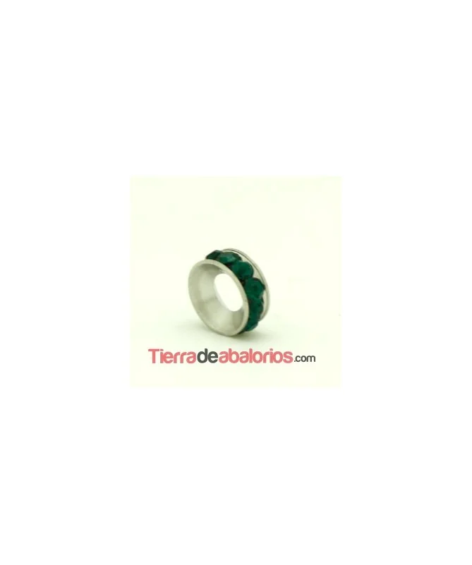 Rondel con Strass 10mm Agujero 5mm Esmeralda