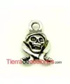 Colgante Calavera y Sables 15x10mm con Anilla, Plateado