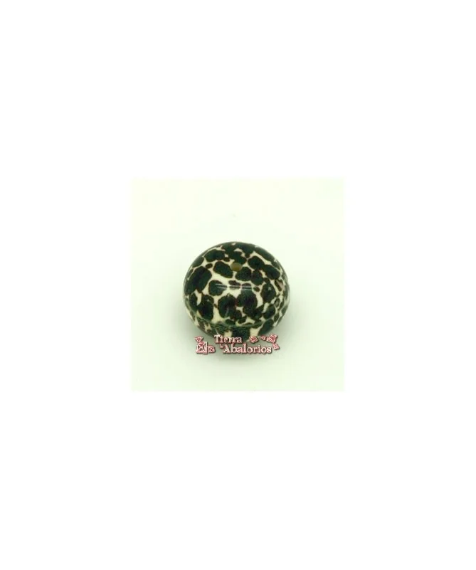 Resina Bola Achatada 28x21mm Agujero 2,5mm Beige y Verde