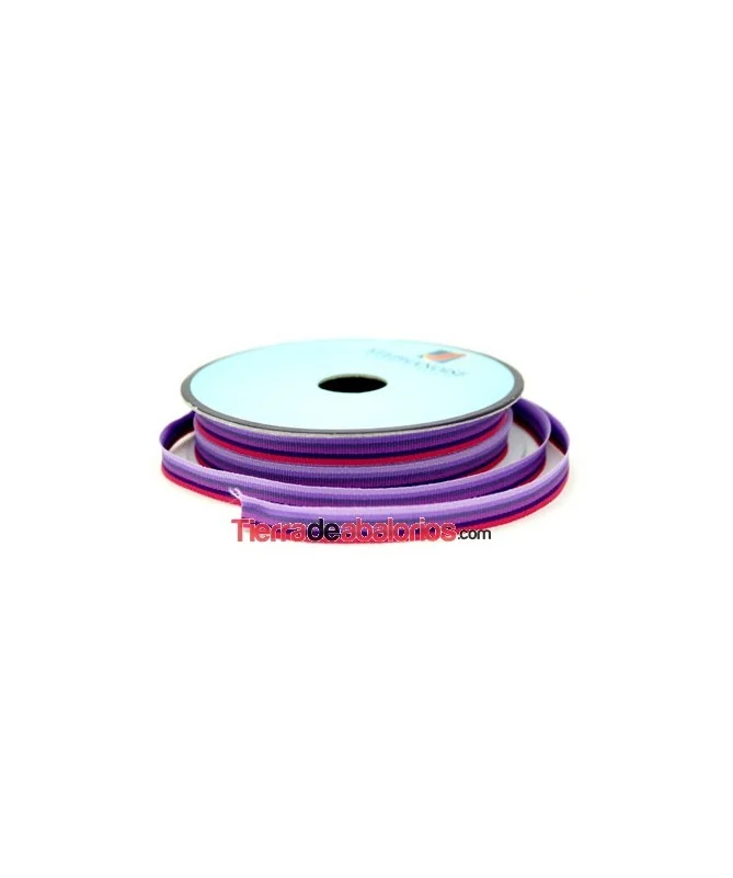 Lazo Gros Grain 10mm, Morado, Marino y Fucsia