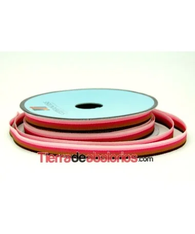 Lazo Gros Grain 10mm, Rosas, Fucsia y Marrones