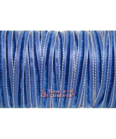 Lazo 10mm Azulón Pespunte Blanco, Centro de Terciopelo