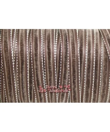 Lazo 10mm Marrón Chocolate Pesp. Blanco Centro de Terciopelo