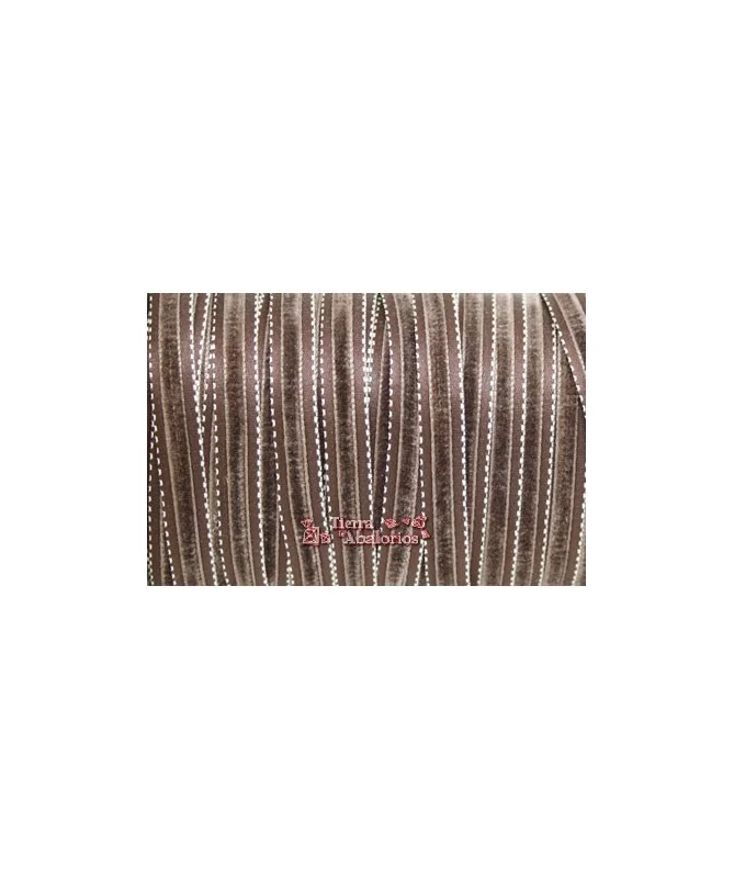 Lazo 10mm Marrón Chocolate Pesp. Blanco Centro de Terciopelo
