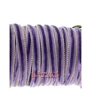 Lazo 10mm Purpura Pespunte Oro Viejo Centro de Terciopelo