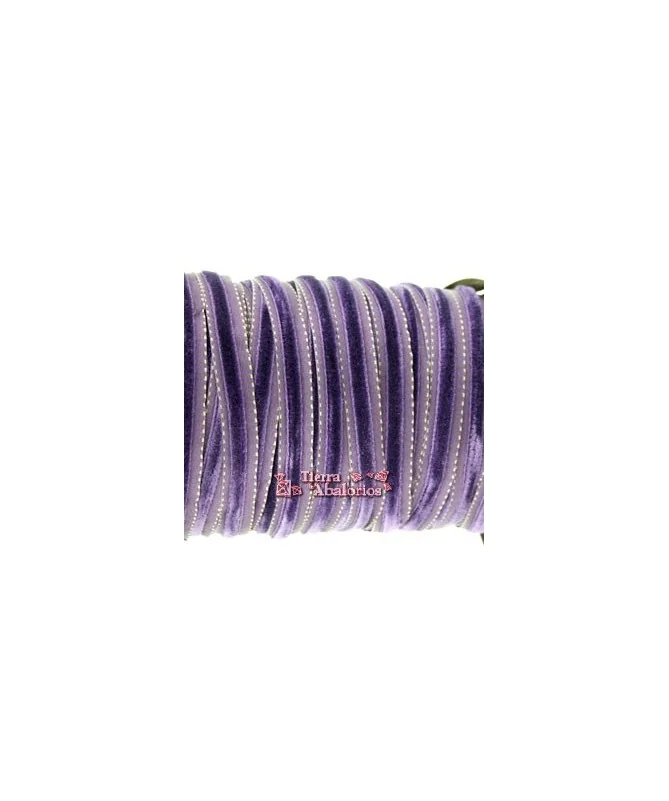 Lazo 10mm Purpura Pespunte Oro Viejo Centro de Terciopelo
